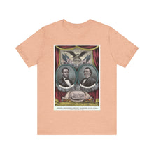 Load image into Gallery viewer, Abraham Lincoln and Andrew Johnson 1864 Campaign Banner T-Shirt