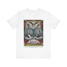 Load image into Gallery viewer, Abraham Lincoln and Andrew Johnson 1864 Campaign Banner T-Shirt