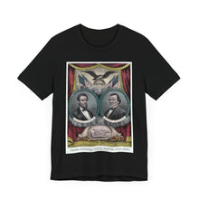 Load image into Gallery viewer, Abraham Lincoln and Andrew Johnson 1864 Campaign Banner T-Shirt