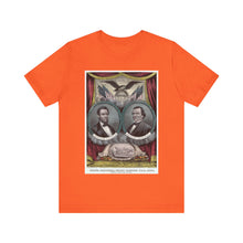 Load image into Gallery viewer, Abraham Lincoln and Andrew Johnson 1864 Campaign Banner T-Shirt
