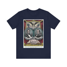 Load image into Gallery viewer, Abraham Lincoln and Andrew Johnson 1864 Campaign Banner T-Shirt