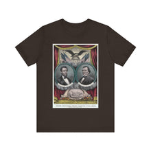 Load image into Gallery viewer, Abraham Lincoln and Andrew Johnson 1864 Campaign Banner T-Shirt