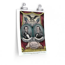 Load image into Gallery viewer, Abraham Lincoln and Andrew Johnson Grand National Union Banner 1864 Campaign Poster