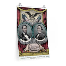Load image into Gallery viewer, Abraham Lincoln and Andrew Johnson Grand National Union Banner 1864 Campaign Poster