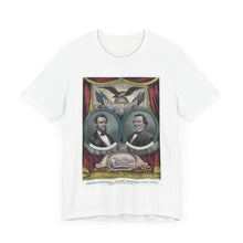 Load image into Gallery viewer, Abraham Lincoln and Andrew Johnson 1864 Campaign Banner T-Shirt
