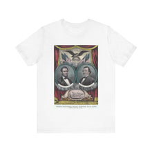 Load image into Gallery viewer, Abraham Lincoln and Andrew Johnson 1864 Campaign Banner T-Shirt
