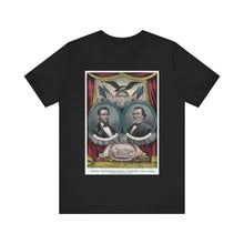 Load image into Gallery viewer, Abraham Lincoln and Andrew Johnson 1864 Campaign Banner T-Shirt
