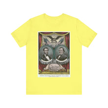 Load image into Gallery viewer, Abraham Lincoln and Andrew Johnson 1864 Campaign Banner T-Shirt
