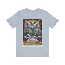 Load image into Gallery viewer, Abraham Lincoln and Andrew Johnson 1864 Campaign Banner T-Shirt
