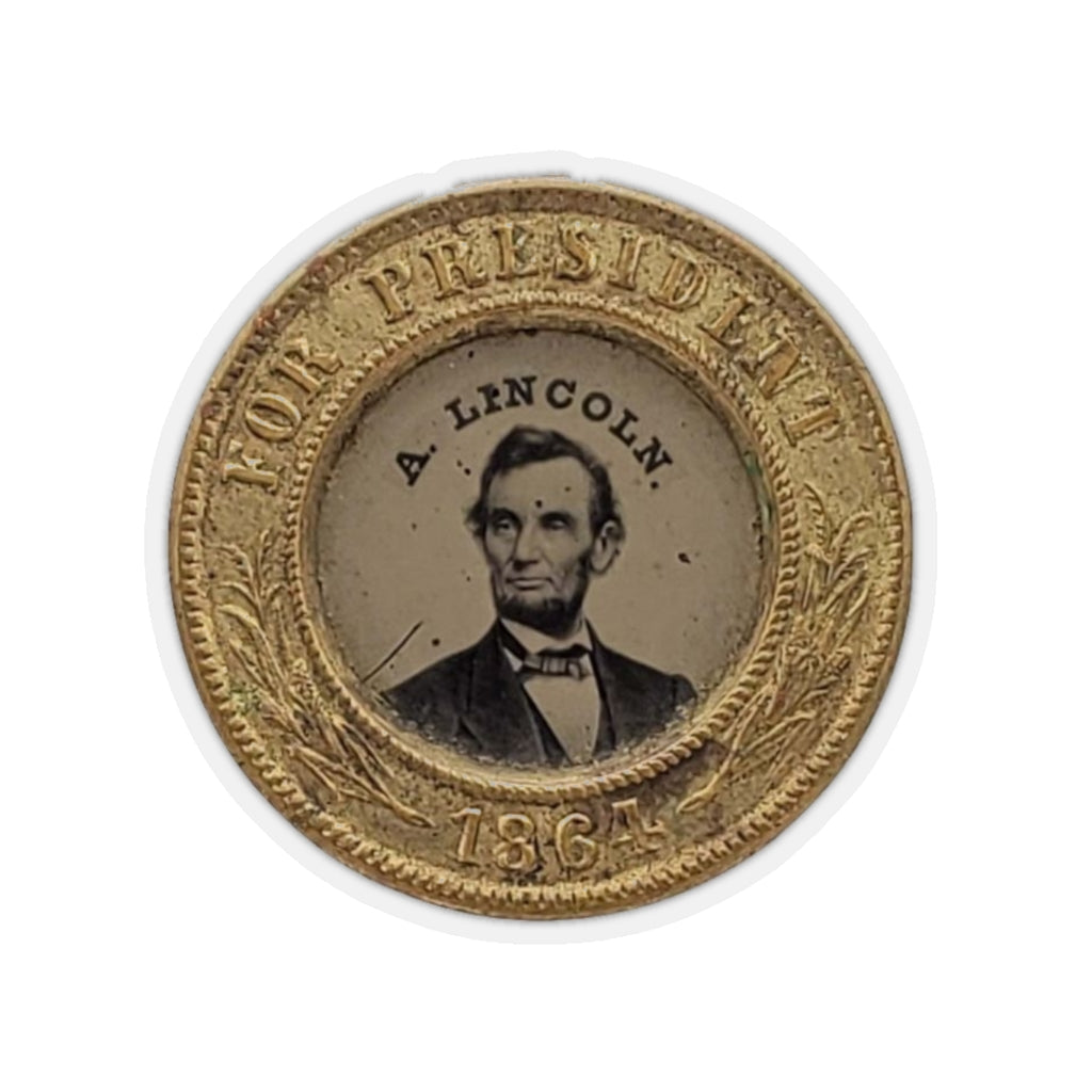Photo of the Abraham Lincoln 1864 Campaign Pin Printed on a Sticker