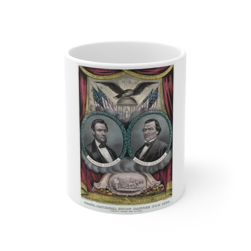 Abraham Lincoln and Andrew Johnson 1864 Campaign Banner Mug